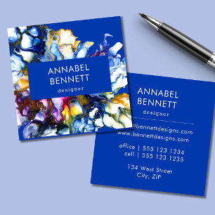Stylish abstract colourful blue square business card