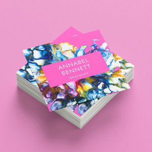 Stylish abstract colourful pink square business card