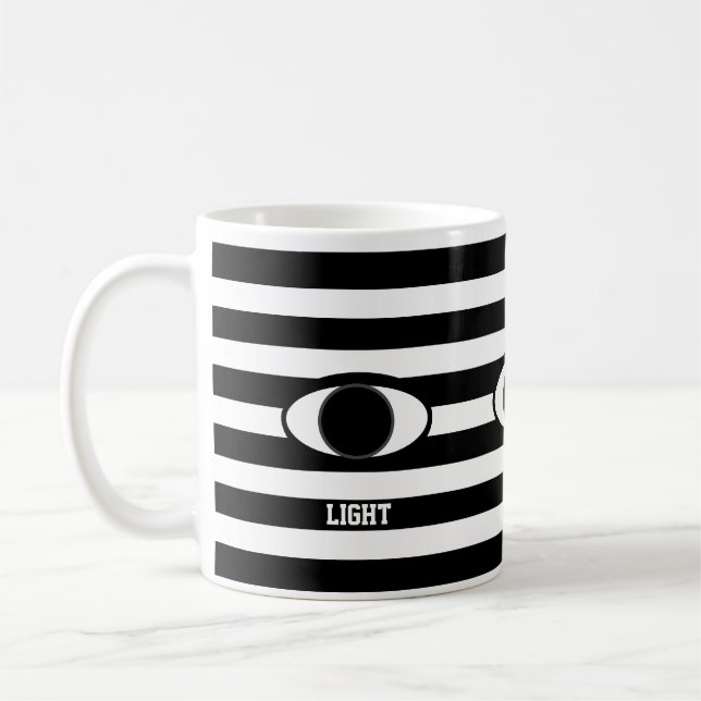 Stylish Abstract Eye on Black & White Striped Coffee Mug (Left)