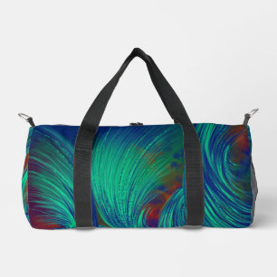 Stylish  Abstract Feathers Green Blue Duffle Bag
