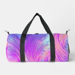 Stylish Abstract Feathers Purple Pink Duffle Bag
