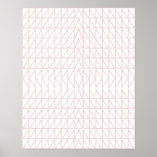 Stylish Abstract Geometric Line Art in Blush Pink Poster (Front)
