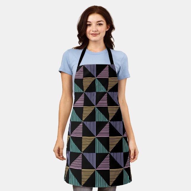 Stylish Abstract Geometric Print – Modern Trendy Apron (Worn)