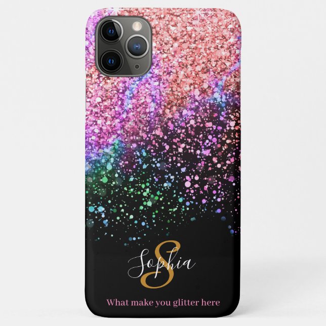 Stylish Abstract Glitter Personalised Monogram Case-Mate iPhone Case (Back)