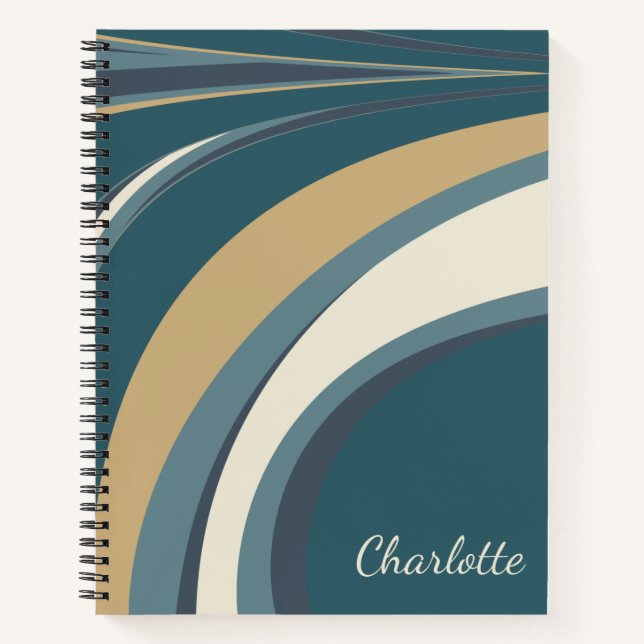 Stylish Abstract Marble Art in Teal Personalised Notebook (Front)