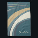 Stylish Abstract Marble Art in Teal Personalised Tea Towel<br><div class="desc">Unique Abstract Marble Fine Art in Blue and Green Personalised Kitchen Towel</div>