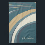 Stylish Abstract Marble Art in Teal Personalised Tea Towel<br><div class="desc">Unique Abstract Marble Fine Art in Blue and Green Personalised Kitchen Towel</div>