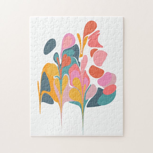 Stylish Abstract Marble Botanical Shapes Art Jigsaw Puzzle (Vertical)