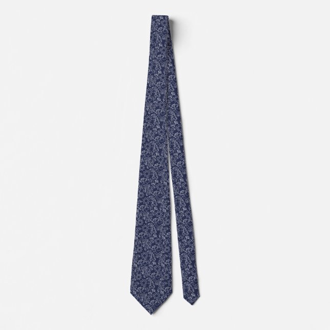 Stylish Abstract Navy Blue Men’s Necktie (Front)