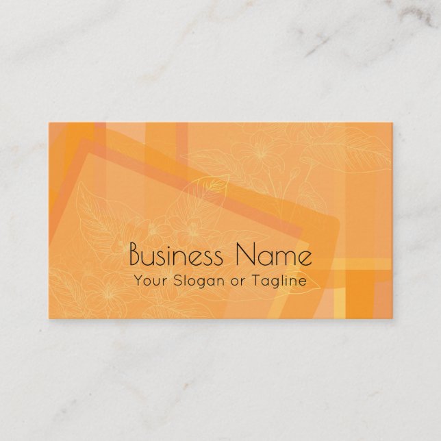 Stylish Abstract Orange Floral Professional Business Card (Front)