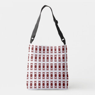 Stylish abstract pattern in burgundy and white crossbody bag