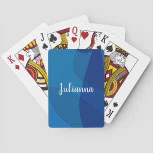 Stylish Abstract Shapes in Blue Personalised Name Playing Cards