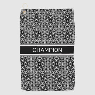 Stylish Abstract Star Pattern in Black & White Golf Towel