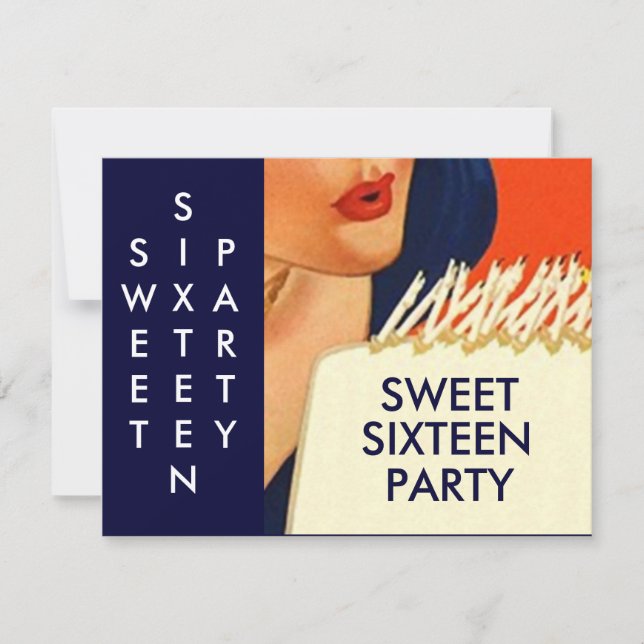STYLISH ABSTRACT SWEET SIXTEEN 16 PARTY INVITATION (Front)