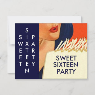STYLISH ABSTRACT SWEET SIXTEEN 16 PARTY INVITATION