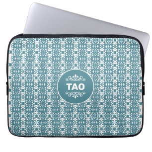 Stylish Abstract Tao Pattern in Teal Laptop Sleeve