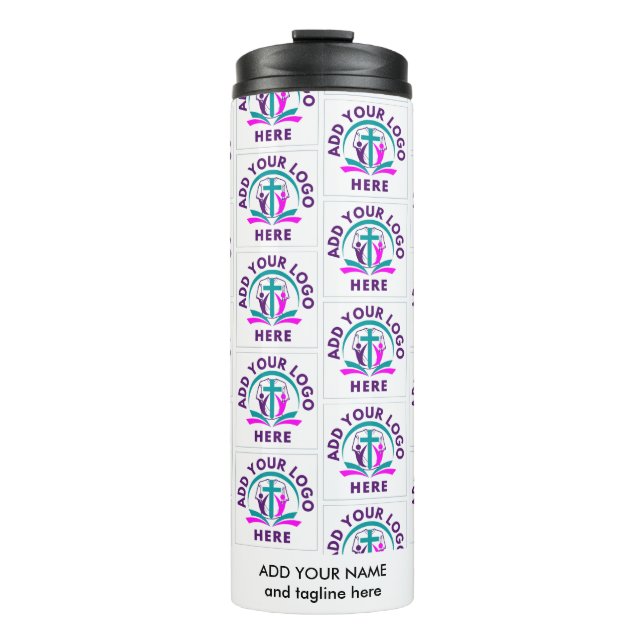 Stylish ADD YOUR LOGO Business Church Merchandise  Thermal Tumbler (Front)