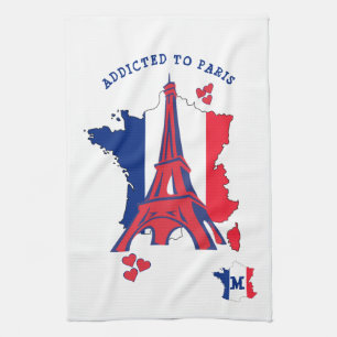 Stylish ADDICTED TO PARIS Monogram Tea Towel