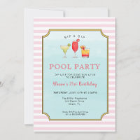 Stylish Adult Cocktail Summer Birthday Pool Party