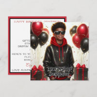 Stylish African American Boy Black/Red Birthday