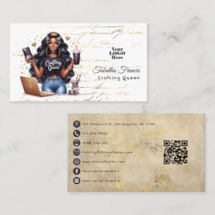 Stylish African American Crafting Queen Branding Business Card