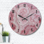 Stylish Agate Elegant Pink Large Clock<br><div class="desc">A captivating pink rhodochrosite print that brings the delicate beauty of this stunning mineral to life. With a close-up perspective, this showcases the intricate details and mesmerising patterns of the rhodochrosite stone. Its soft, rosy pink hues create a soothing and enchanting visual experience, evoking a sense of serenity and grace....</div>