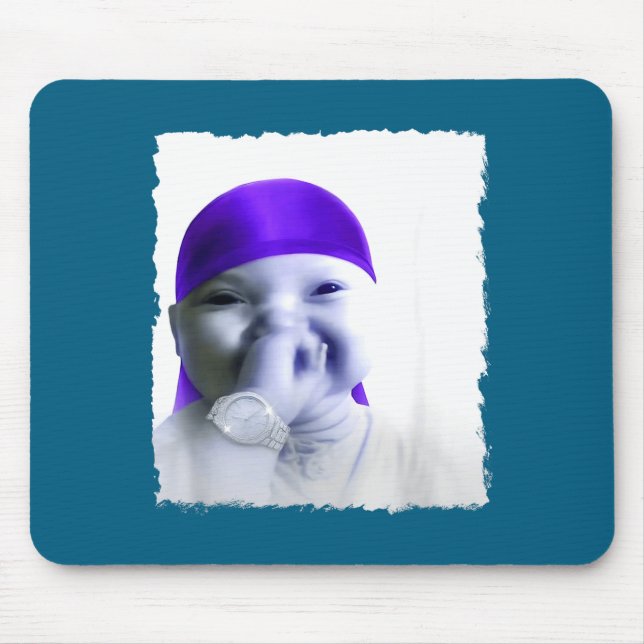 Stylish Ai Baby Holding Back Laugh Gigging Meme  Mouse Mat (Front)