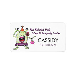 Stylish Alien Monster Bookplates Label