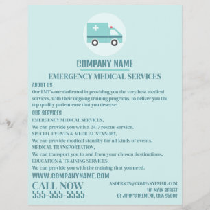 Stylish Ambulance Design, EMT, Paramedic Advert Flyer