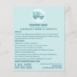 Stylish Ambulance Design, EMT, Paramedic Advert Flyer