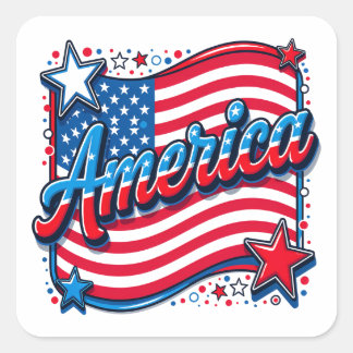 Stylish America Square Sticker