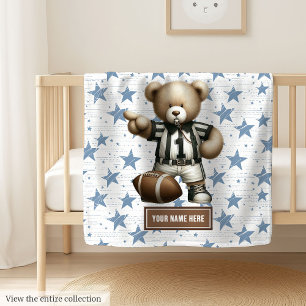 Stylish American Football Teddy Bear Personalised  Fleece Blanket