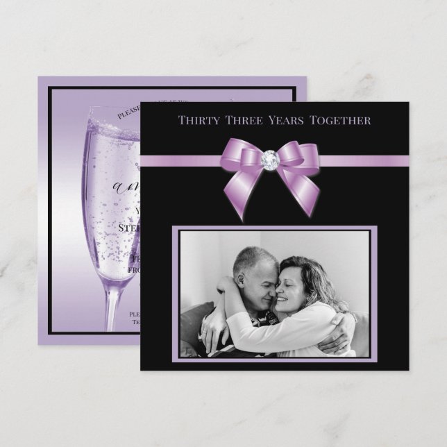 Stylish Amethyst 33rd Wedding Anniversary Photo  Invitation (Front/Back)