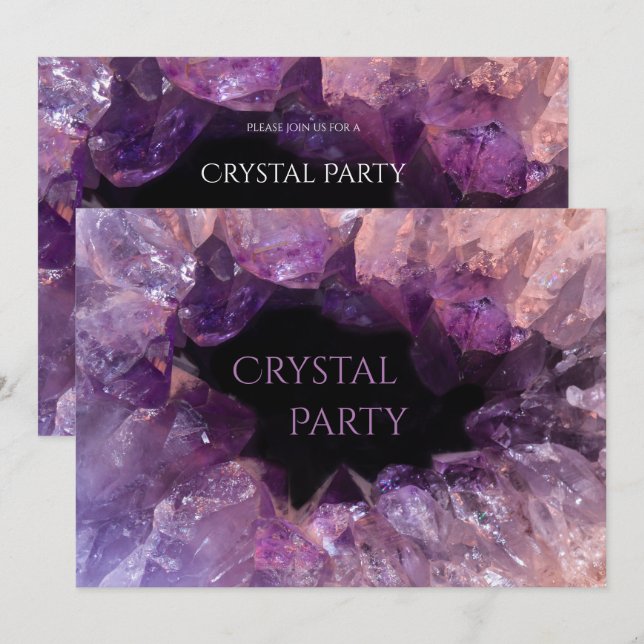 Stylish Amethyst Crystal Party Invitation (Front/Back)