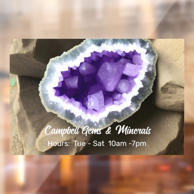 Stylish Amethyst Geode Custom Business  Window Cling (Sheet 2)