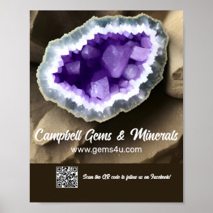 Stylish Amethyst Geode Custom QR  Sign