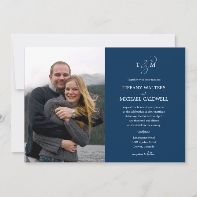 Stylish Ampersand Wedding Photo Invitation (Front)