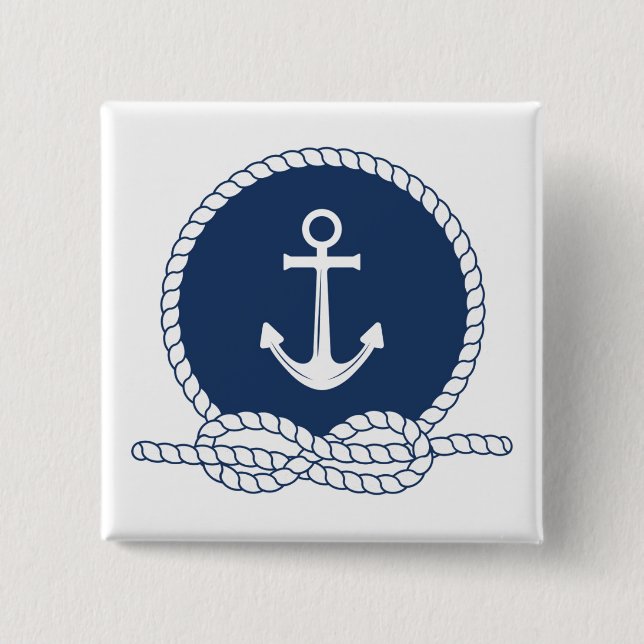 Stylish Anchor And Rope 15 Cm Square Badge (Front)