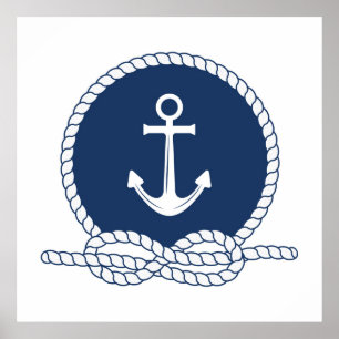 Stylish Anchor And Rope Poster