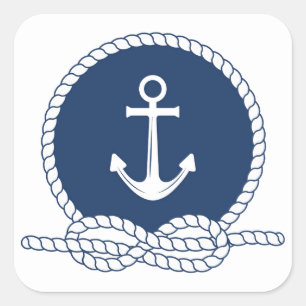 Stylish Anchor And Rope Square Sticker