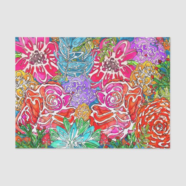 Stylish and Colourful Floral Flowers Tissue Paper (Front)