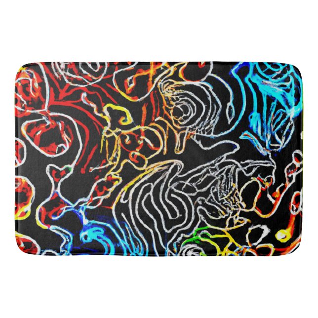 Stylish and Colourful Neon Patterns Shape Bath Mat (Front)