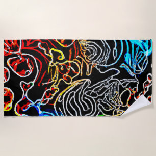 Stylish and Colourful Neon Patterns Shape Beach Towel