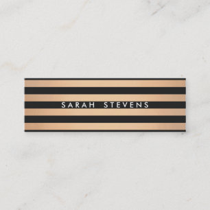 Stylish and Copper Striped Modern Mini Business Card