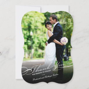 Stylish And Elegant Script Photo Simple Wedding Thank You Card