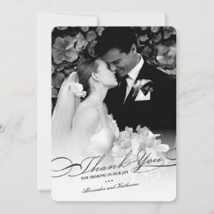 Stylish And Elegant Script Photo Simple Wedding Thank You Card
