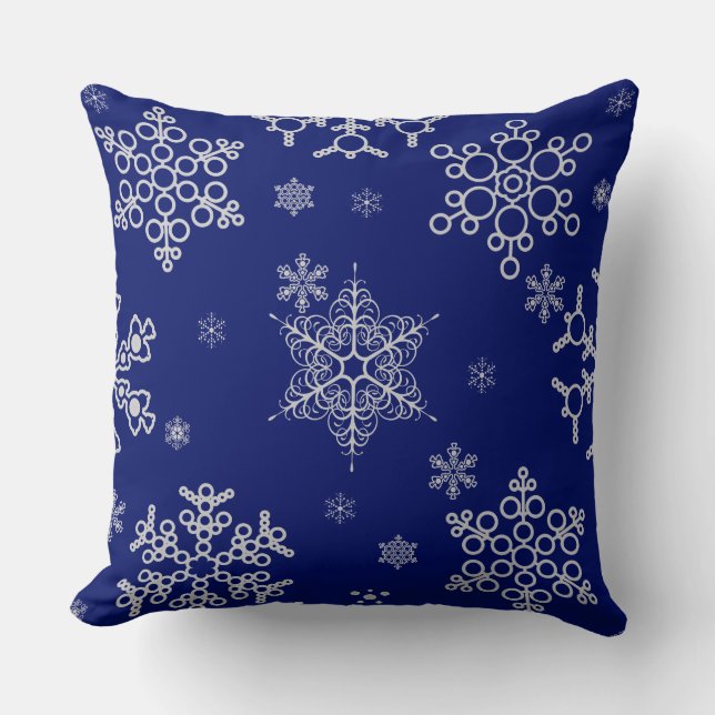 Stylish and Elegant Snowflake Pattern Cushion (Front)