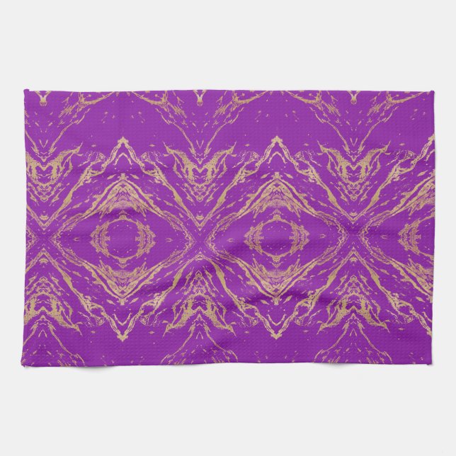 Stylish and Elegent Golden Marble pattern Tea Towel (Horizontal)