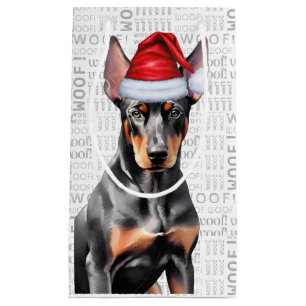 Stylish and Funny Doberman Lover Christmas Small Gift Bag