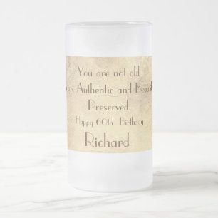 Stylish and humourous personalised  60th Birthday Frosted Glass Beer Mug